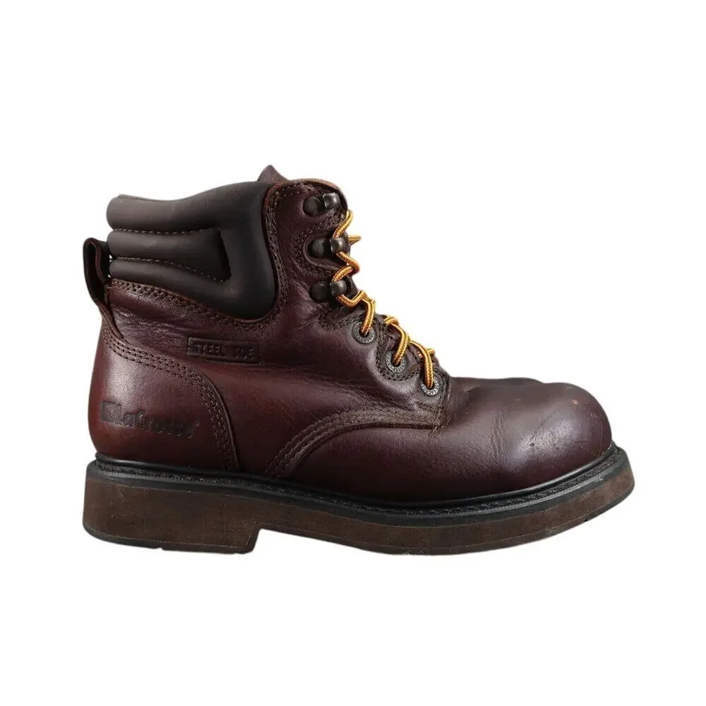 LaCrosse Shoes Mens 7.5 Work Boots Steel Toe Leather Mid Lace Up Slip Resistant